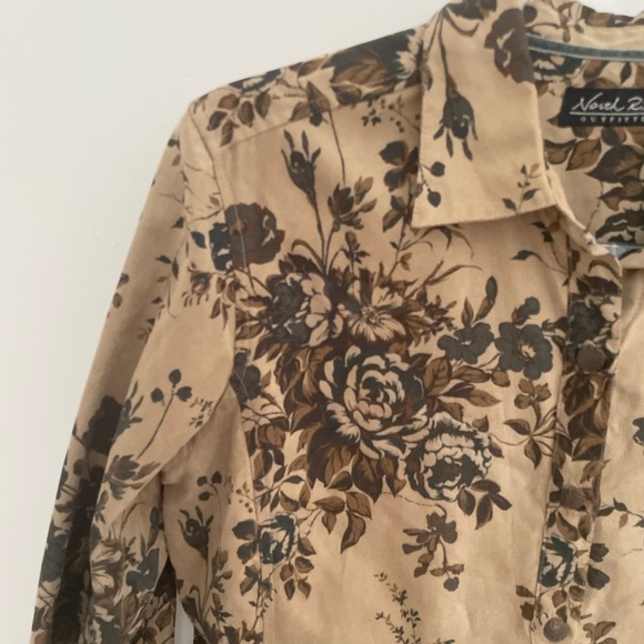 North River Outfitters button up floral long sleeve brown neutral size medium - Picture 3 of 9